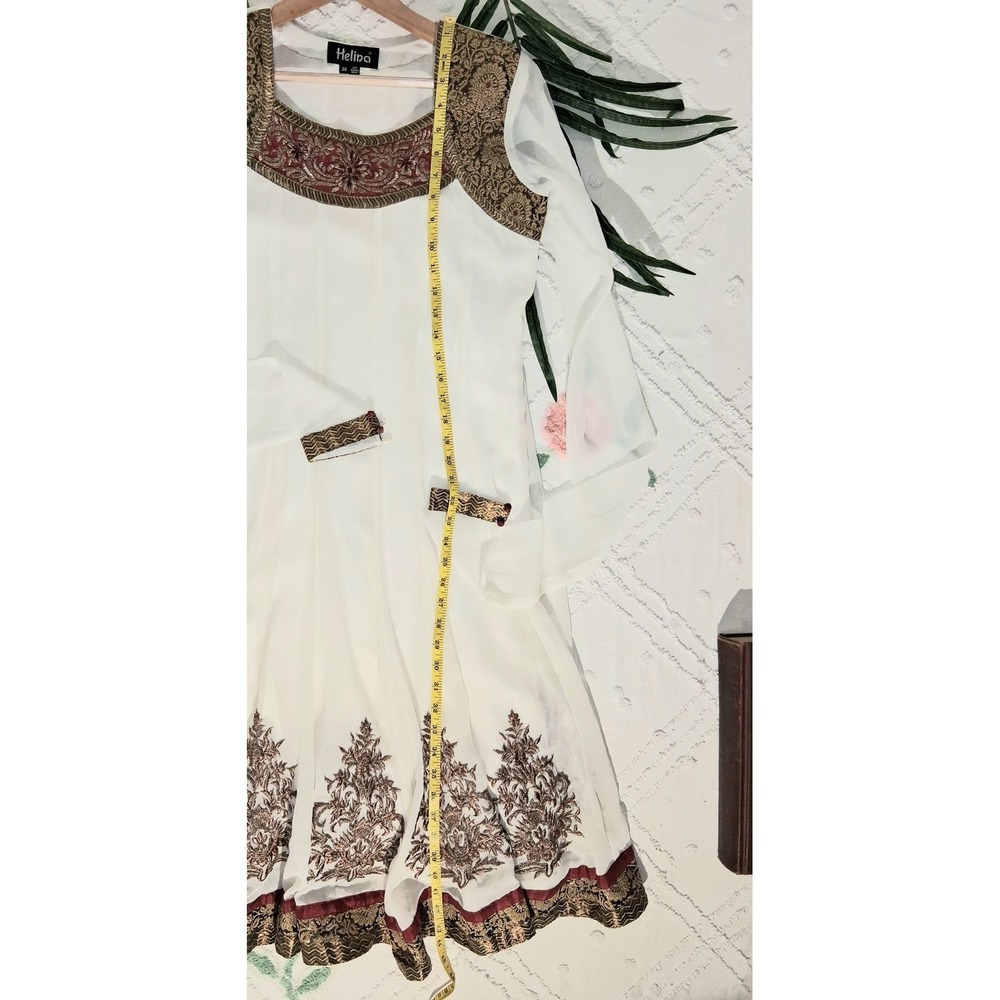 VNTG Bohemian Women's Size 38 Ivory Embroidered  Maxi Dress Prairie Cottagecore - Picture 13 of 14